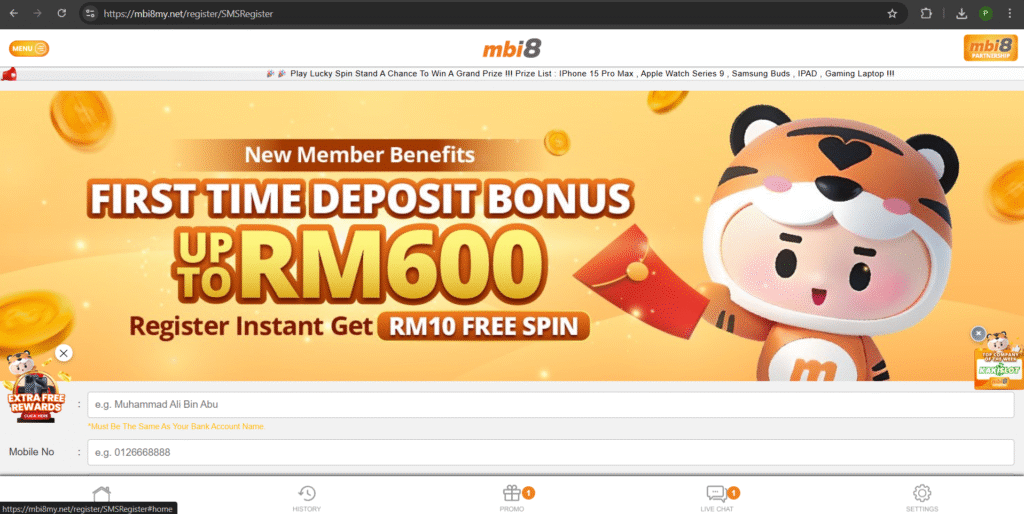 how to register in mbi8 casino